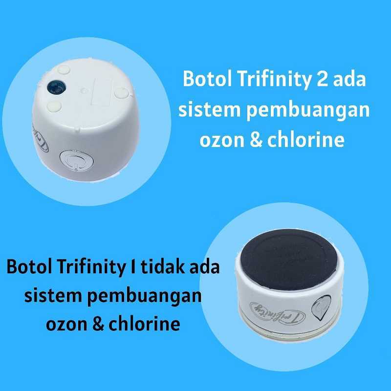 botol hidrogen alkali trifinity 2 ada sistem pembuangan chlorine dan ozone